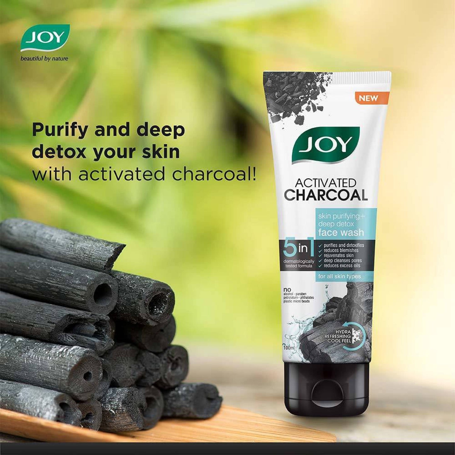 Joy Activated Charcoal Skin Purifying+Deep Detox Face Wash  (100 ml)