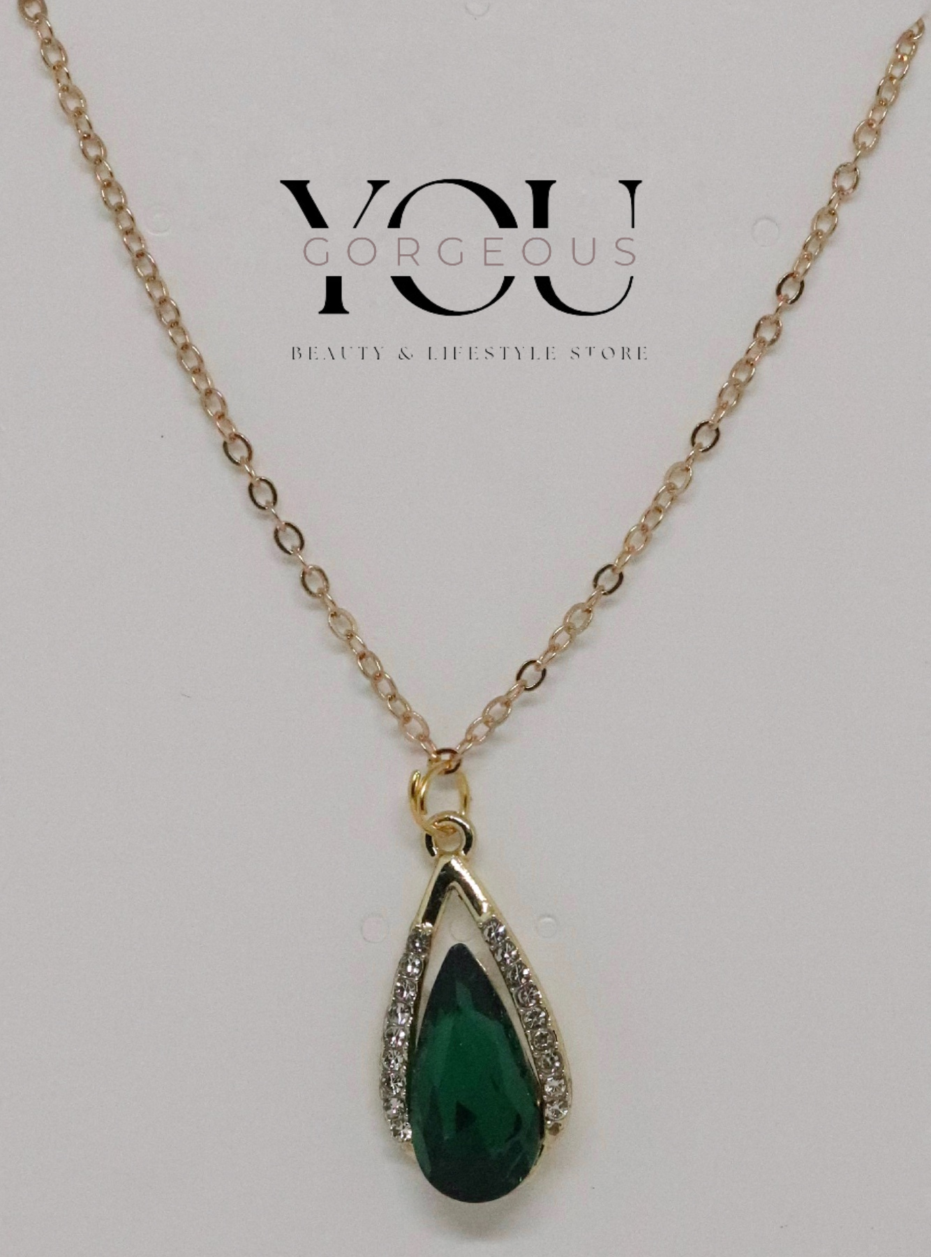 Teardrop Pendant Necklace with Cubic Zirconia