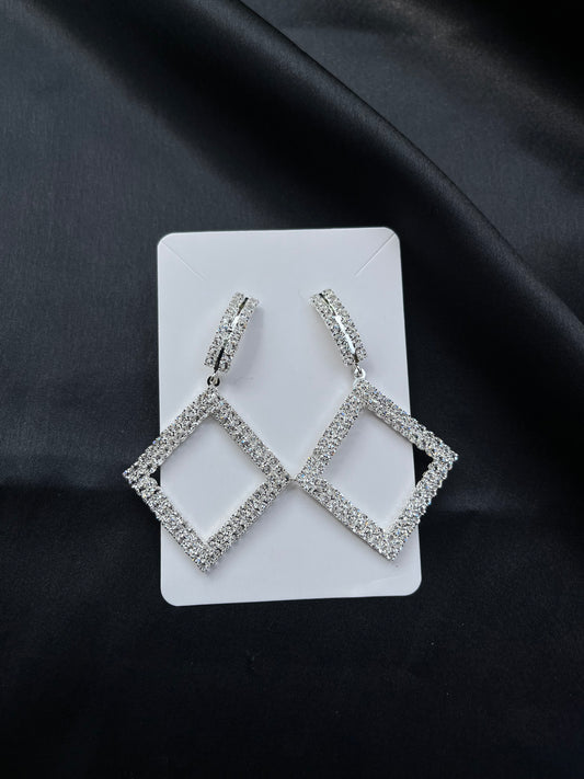 Dazzling Crystal-Studded Diamond Drop Earrings