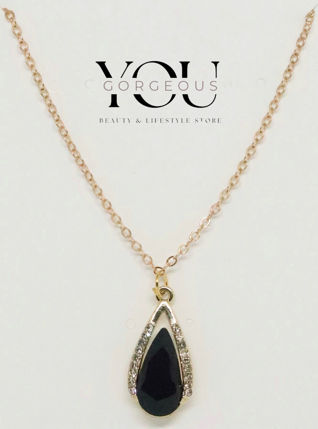 Teardrop Pendant Necklace with Cubic Zirconia