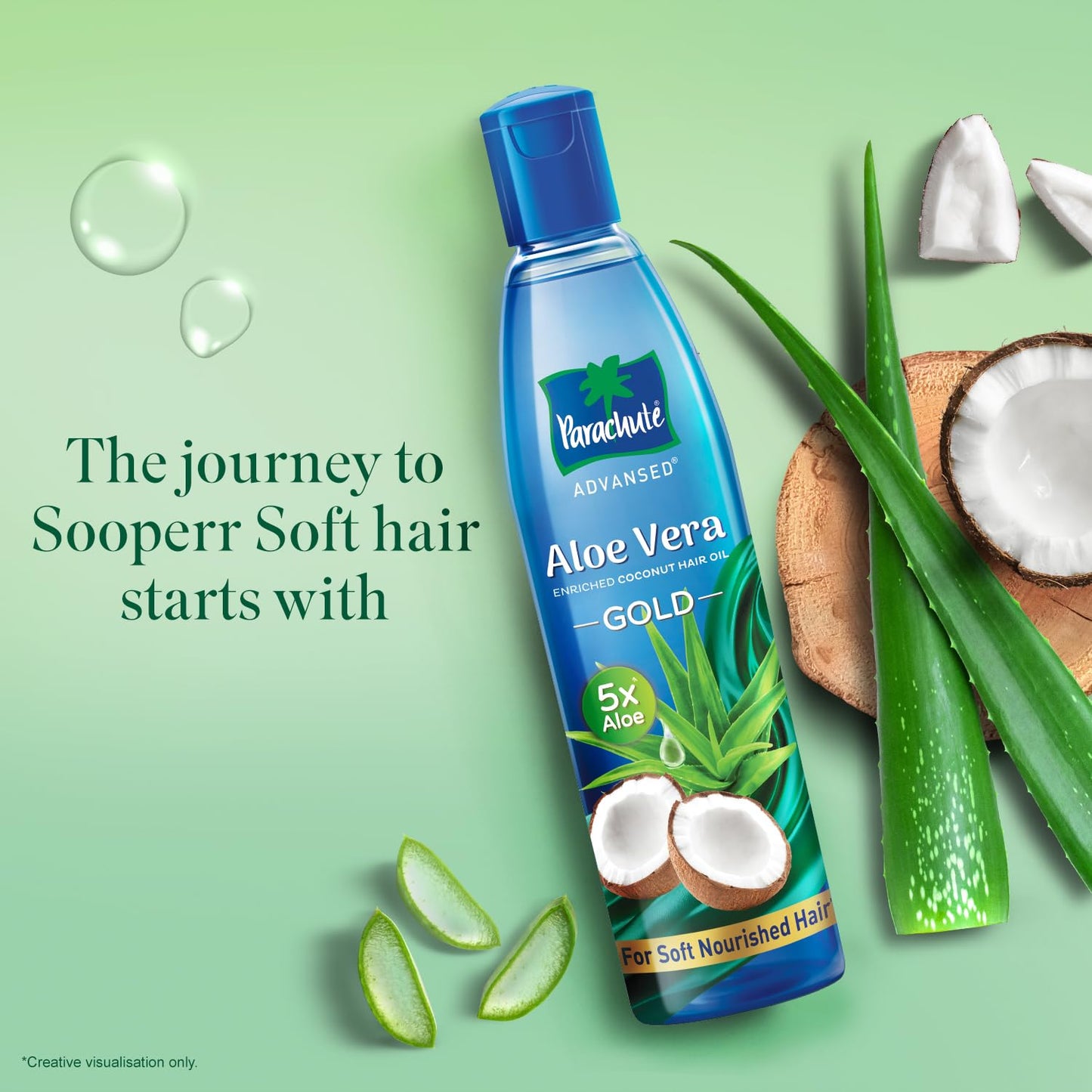 Parachute Advansed Aloe Vera Enriched Coconut Hair Oil Gold | 5X Aloe Vera With Coconut Oil| Makes Hair Sooperr Soft | 400ml