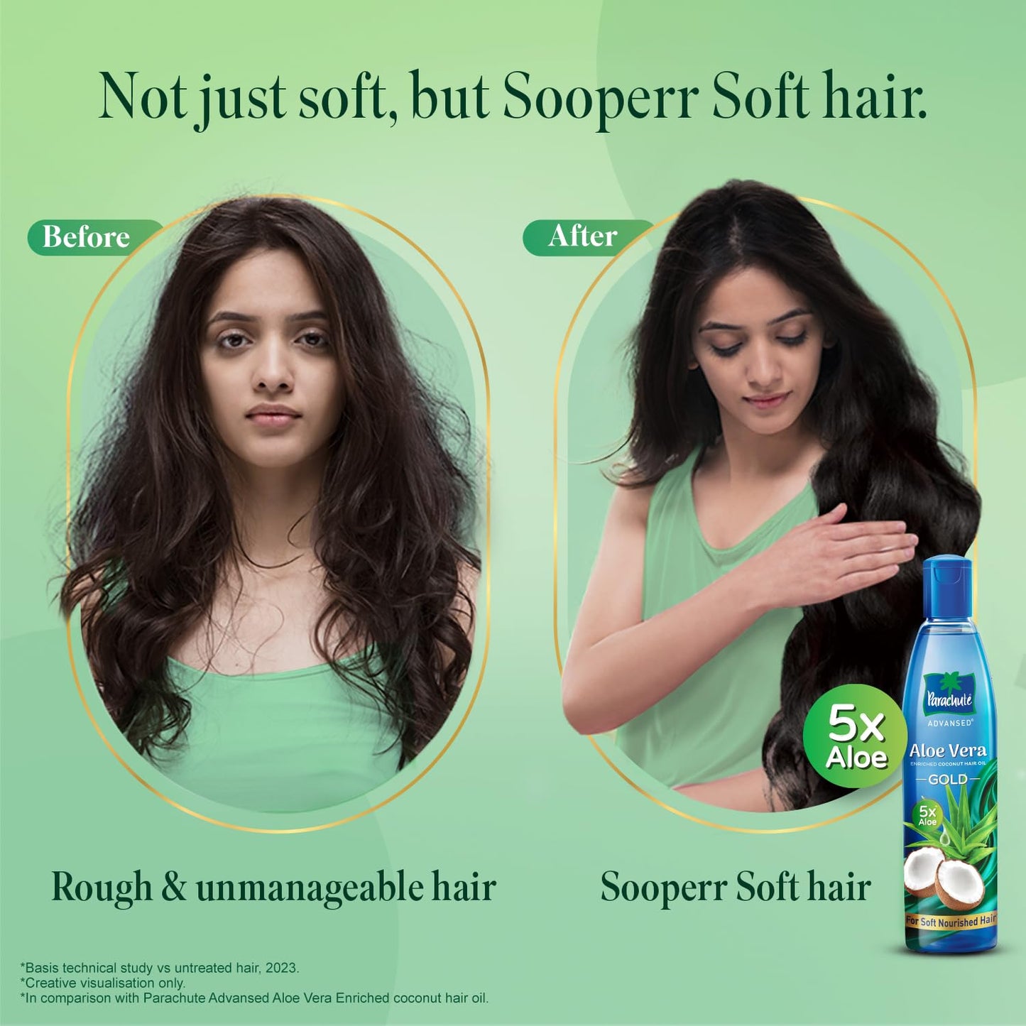 Parachute Advansed Aloe Vera Enriched Coconut Hair Oil Gold | 5X Aloe Vera With Coconut Oil| Makes Hair Sooperr Soft | 400ml