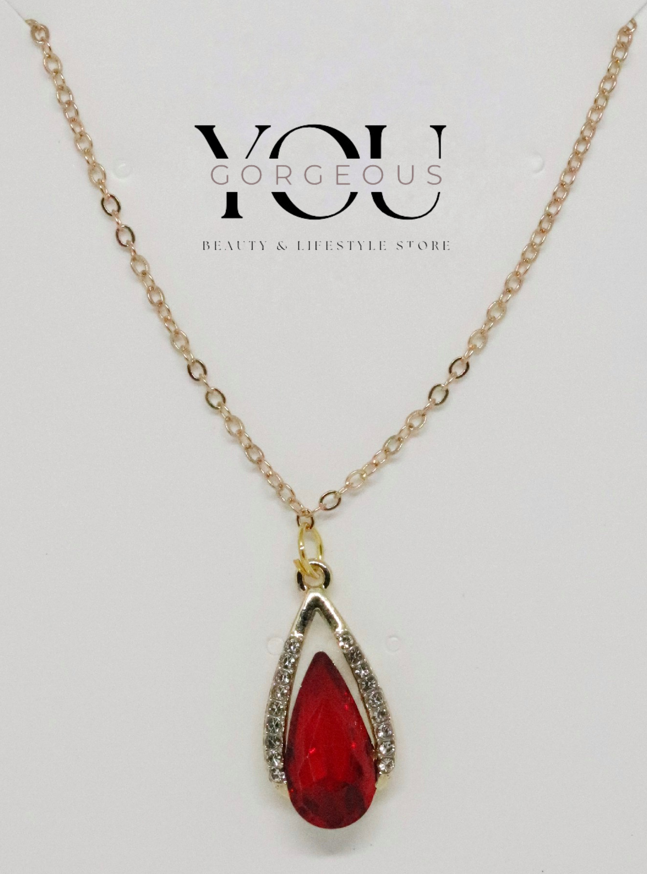 Teardrop Pendant Necklace with Cubic Zirconia