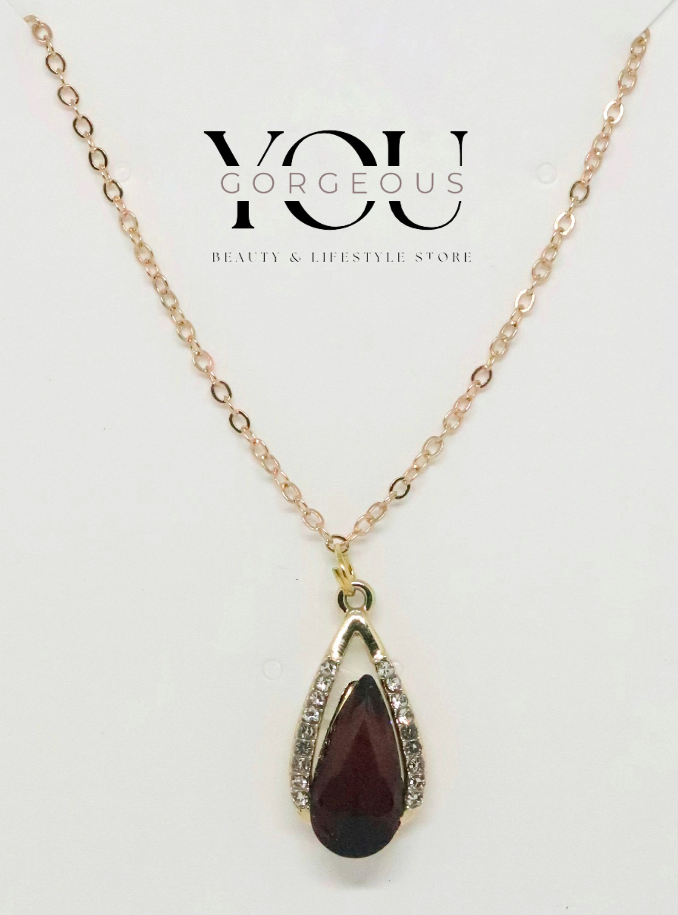 Teardrop Pendant Necklace with Cubic Zirconia