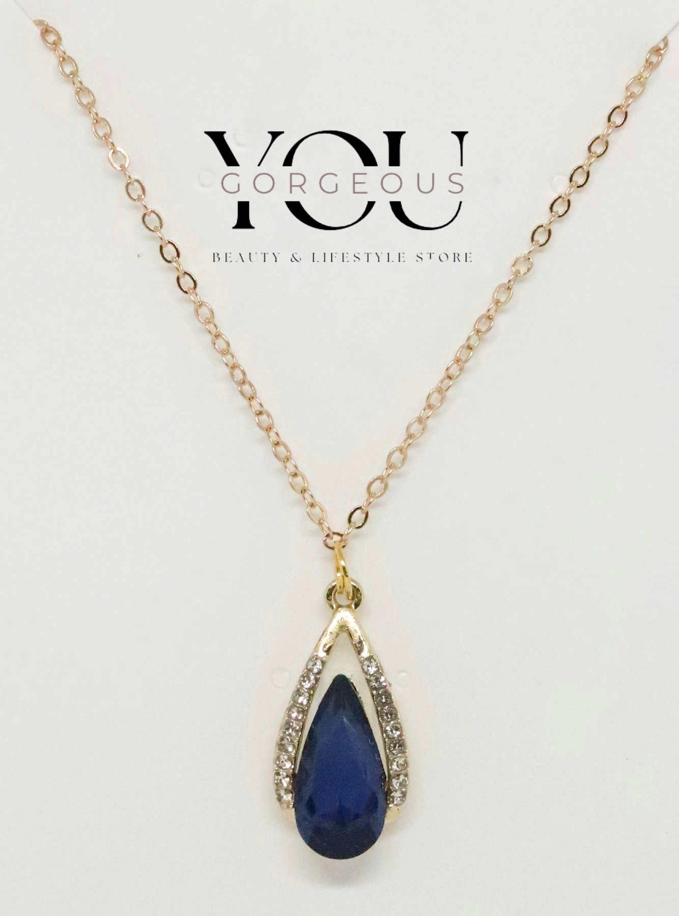 Teardrop Pendant Necklace with Cubic Zirconia