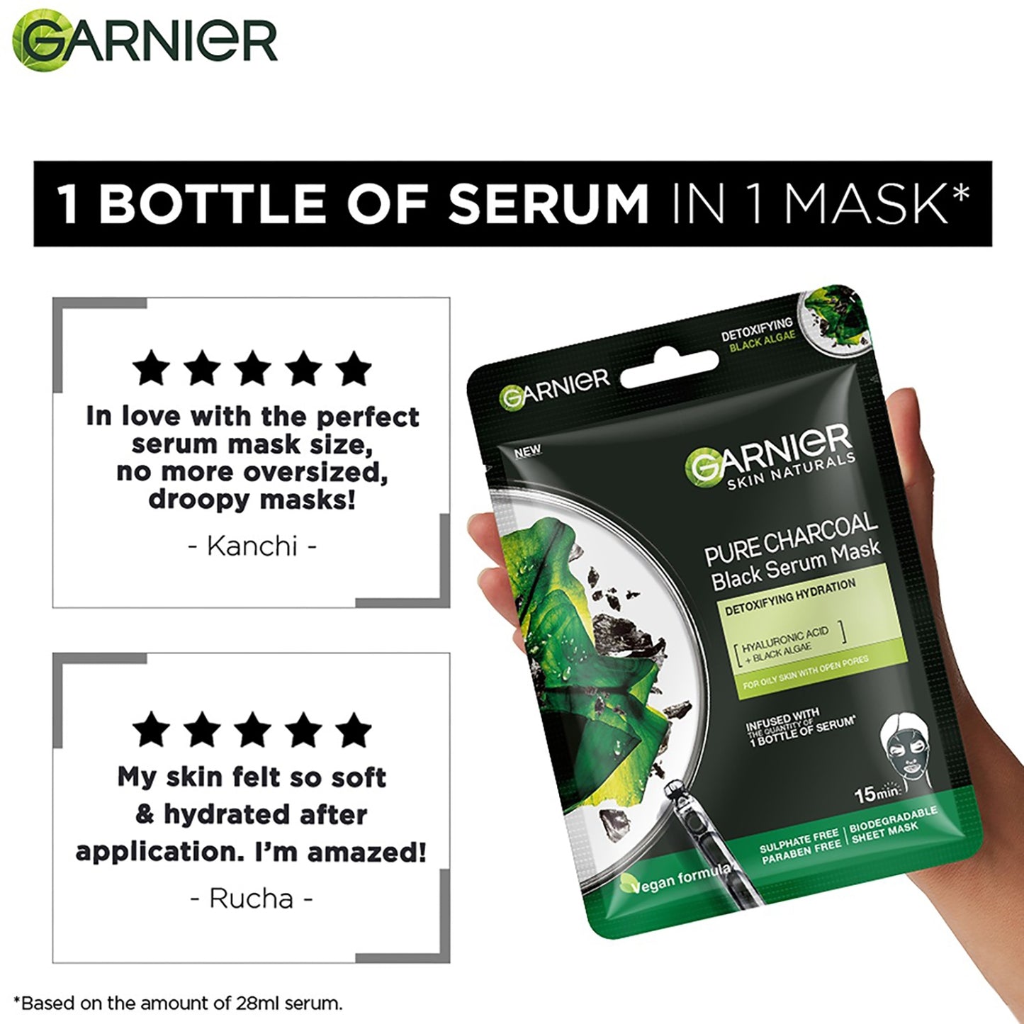 Garnier Skin Naturals Black Serum Mask Pure Charcoal, 28g