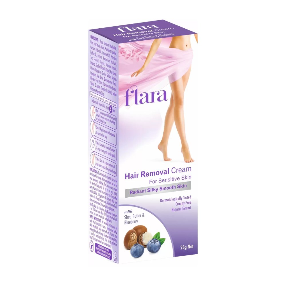 FLARA Hair Removal Cream Shea Butter & Blueberry Sensitive Skin, Cream (25 g, Set of 2) - You GorgeousHair Remover