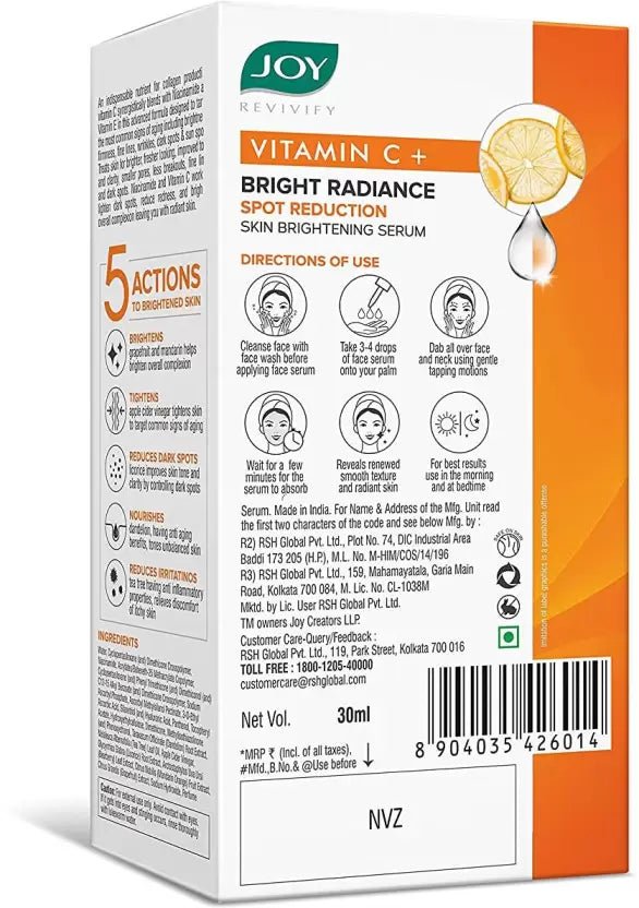 Joy Vitamin C+ Bright Radiance Spot Reduction Skin Brightening Serum 30 ml - You GorgeousFace Serum