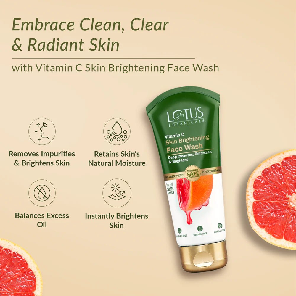 Lotus Botanicals Vitamin C Skin Brightening Face Wash 100ml - You GorgeousFace Wash