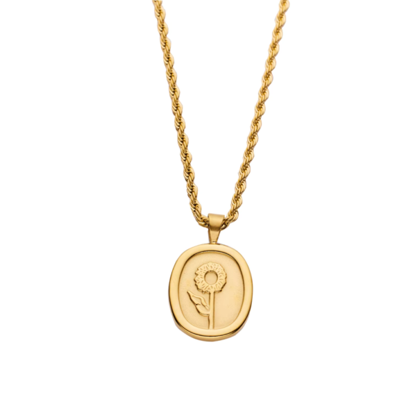 Sunburst Sunflower 18K Gold Plated Pendant