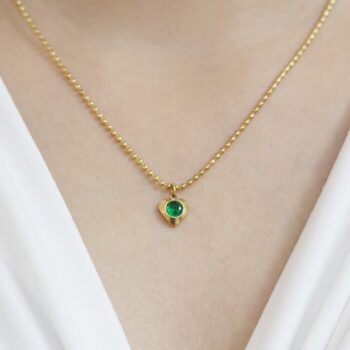 Heart of Green Emerald Gemstone 18K Gold Plated Necklace
