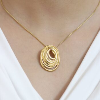 Whirlwind Charm 18k Gold Abstract Spiral Necklace