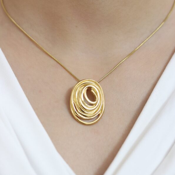 Whirlwind Charm 18k Gold Abstract Spiral Necklace