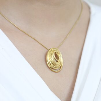 Whirlwind Charm 18k Gold Abstract Spiral Necklace