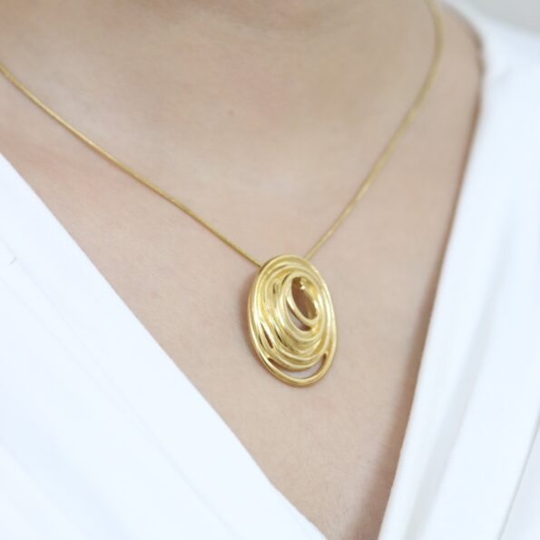 Whirlwind Charm 18k Gold Abstract Spiral Necklace