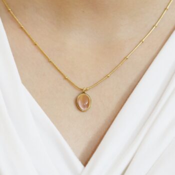 Rose Eternity Stone 18K Gold Plated Necklace Pendant