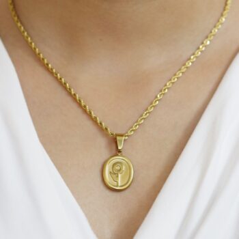 Sunburst Sunflower 18K Gold Plated Pendant
