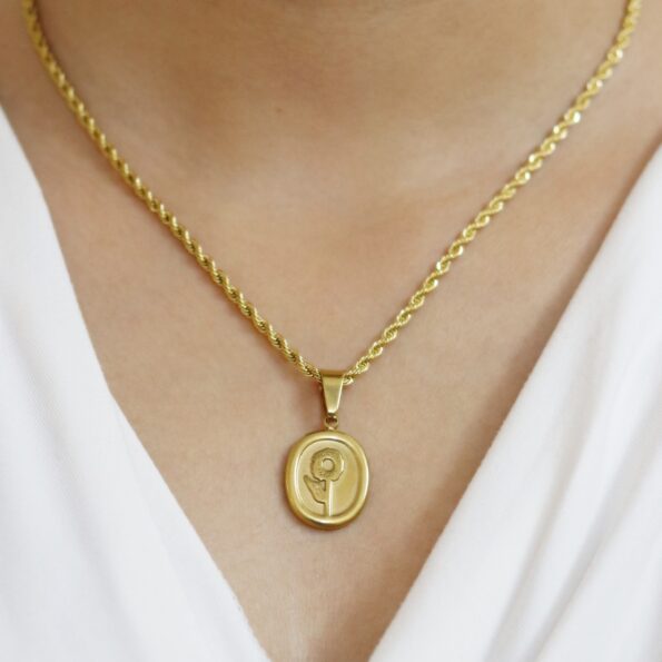 Sunburst Sunflower 18K Gold Plated Pendant