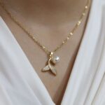 Ocean’s Whisper 18k Gold Mermaid Tail Pearl Pendant Necklace