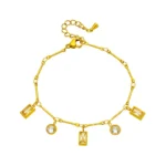 Crystal Dangle Gold Bracelet