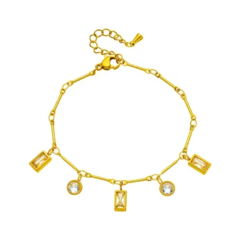 Crystal Dangle Gold Bracelet