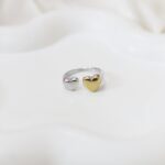 Dual heart open ring, heart open ring, open ring, two tone ring, mixed metal ring, adjustable ring, heart ring, dual heart ring, gold and silver ring, modern ring, contemporary ring, romantic ring, gift for her, jewelry, fashion ring, everyday ring, yin yang ring, two heart ring, love ring, friendship ring