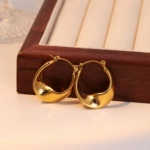 Elliptical Gold Hoop Earrings