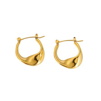 Elliptical Gold Hoop Earrings