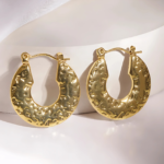 Crinkled Gold Hoop Earrings