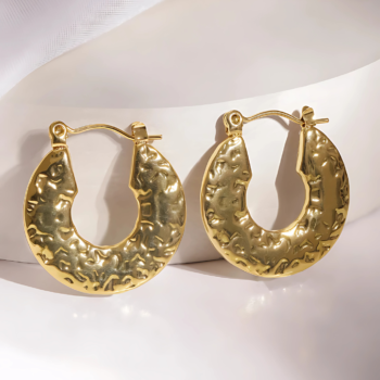 Crinkled Gold Hoop Earrings