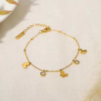 Dainty Butterfly & Crystal Anklet