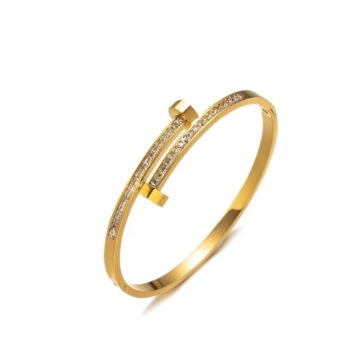 "Crystal Paved Nail Bangle Bracelet"