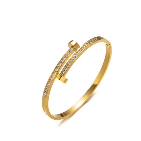 "Crystal Paved Nail Bangle Bracelet"
