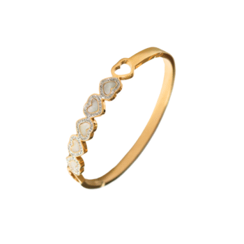 Mother-of-Pearl & Crystal Heart Bangle