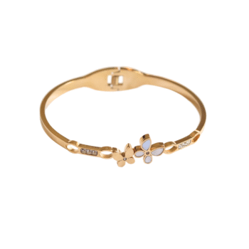 Mother-of-Pearl & Crystal Butterfly Bangle