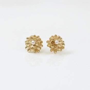 YouGorgeous™ Blossom Pearl Studs – 18K Gold Plated Matte Floral Earring Set