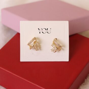 Gold Crystal Flower Stud Earrings