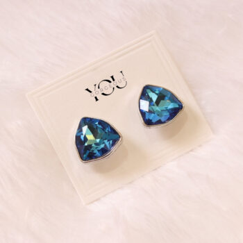 Radiant Blue Aurora Crystal Stud Earrings