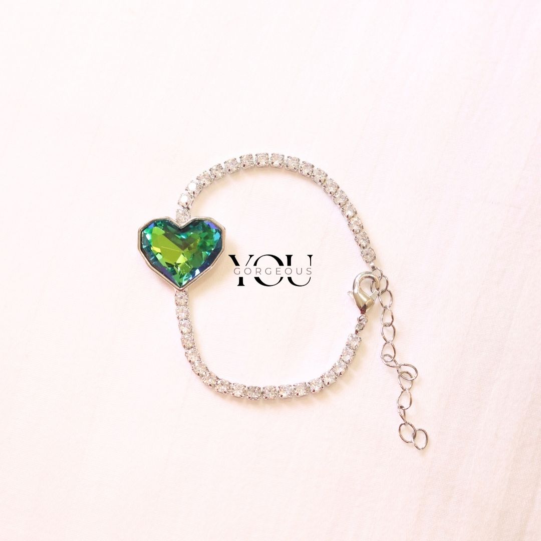 Green Heart Crystal Tennis Bracelet Green Heart Crystal Tennis Bracelet