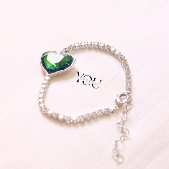 Green Heart Crystal Tennis Bracelet