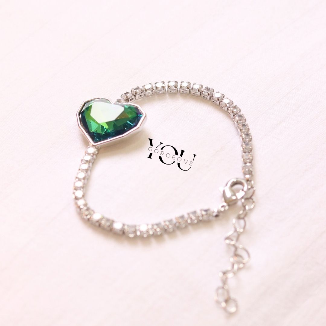 Green Heart Crystal Tennis Bracelet Green Heart Crystal Tennis Bracelet