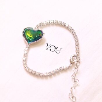 Green Heart Crystal Tennis Bracelet