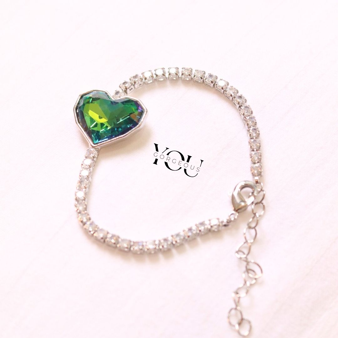 Green Heart Crystal Tennis Bracelet Green Heart Crystal Tennis Bracelet