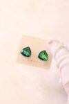 Green-Blue Trillion Cut Crystal Stud Earrings