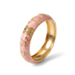 You Gorgeous White Enamel Bangle Bracelet for Women – Anti-Tarnish, 18K Gold Plated Floral Kada, Waterproof Stainless Steel Jewelry, Best Anniversary Gift for Her