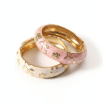 You Gorgeous White Enamel Bangle Bracelet for Women – Anti-Tarnish, 18K Gold Plated Floral Kada, Waterproof Stainless Steel Jewelry, Best Anniversary Gift for Her