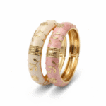 You Gorgeous White Enamel Bangle Bracelet for Women – Anti-Tarnish, 18K Gold Plated Floral Kada, Waterproof Stainless Steel Jewelry, Best Anniversary Gift for Her