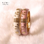 You Gorgeous White Enamel Bangle Bracelet for Women – Anti-Tarnish, 18K Gold Plated Floral Kada, Waterproof Stainless Steel Jewelry, Best Anniversary Gift for Her