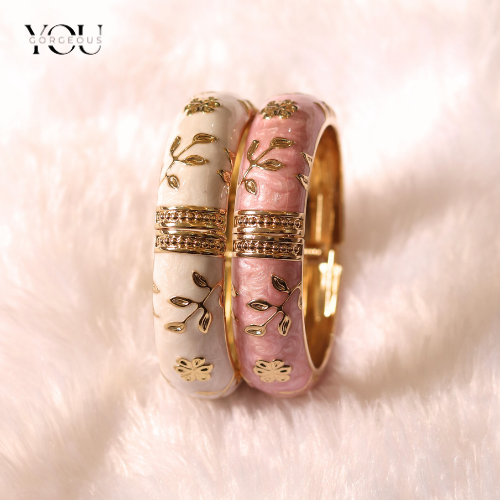 You Gorgeous White Enamel Bangle Bracelet for Women - Anti-Tarnish, 18K Gold Plated Floral Kada, Waterproof Stainless Steel Jewelry, Best Anniversary Gift for Her You Gorgeous White Enamel Bangle Bracelet for Women - Anti-Tarnish, 18K Gold Plated Floral Kada, Waterproof Stainless Steel Jewelry, Best Anniversary Gift for Her