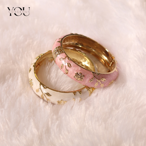 You Gorgeous White Enamel Bangle Bracelet for Women - Anti-Tarnish, 18K Gold Plated Floral Kada, Waterproof Stainless Steel Jewelry, Best Anniversary Gift for Her You Gorgeous White Enamel Bangle Bracelet for Women - Anti-Tarnish, 18K Gold Plated Floral Kada, Waterproof Stainless Steel Jewelry, Best Anniversary Gift for Her